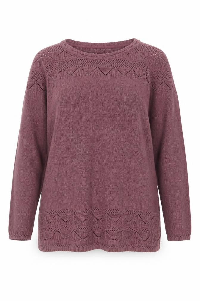 FatFace Womens Purple Cotton Acrylic Open-Knit Jumper Size 18
