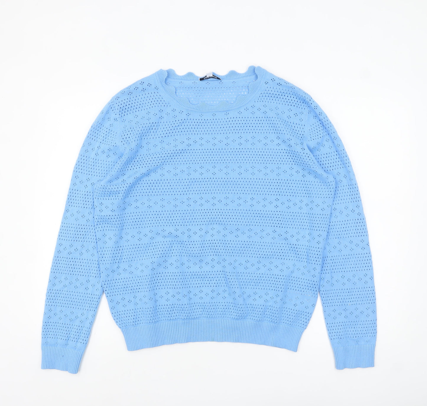Great Plains Women Blue Size 16 Cotton Open-Knit Jumper