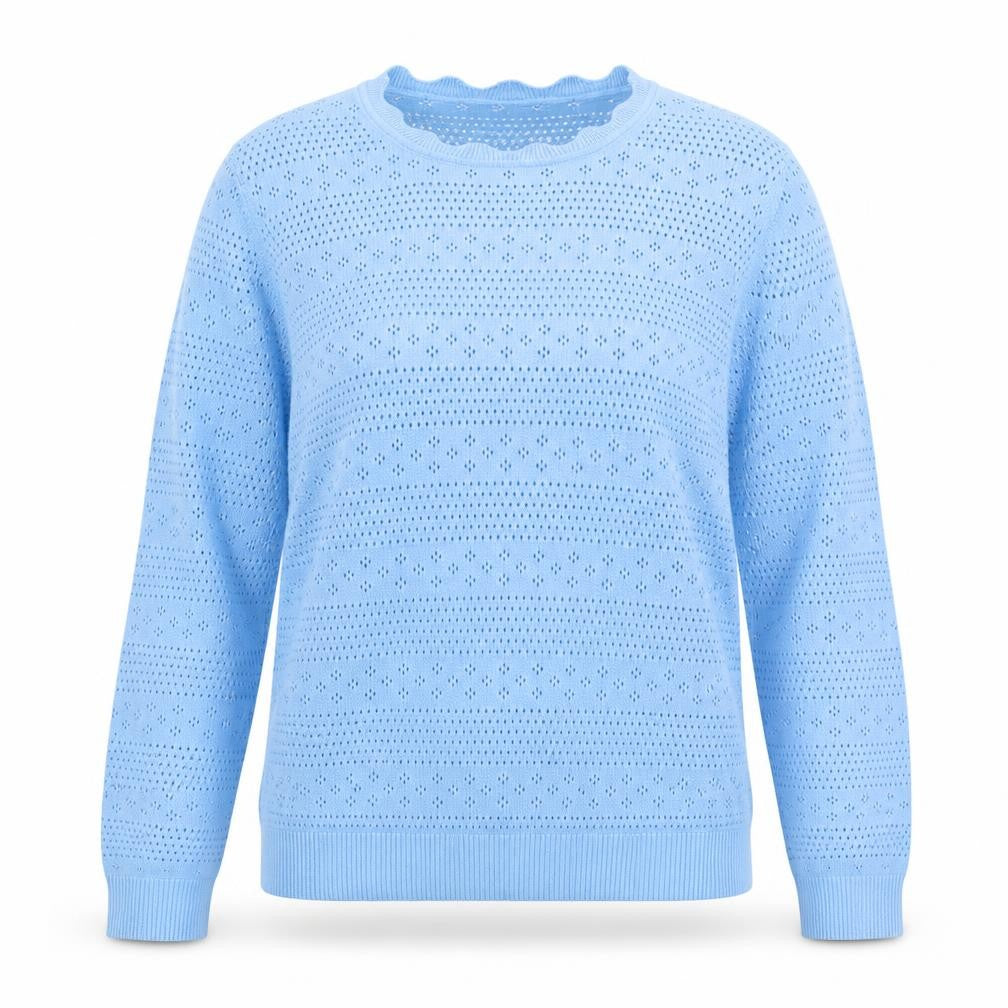 Great Plains Women Blue Size 16 Cotton Open-Knit Jumper