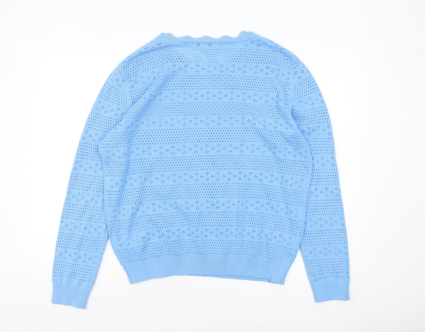 Great Plains Women Blue Size 16 Cotton Open-Knit Jumper