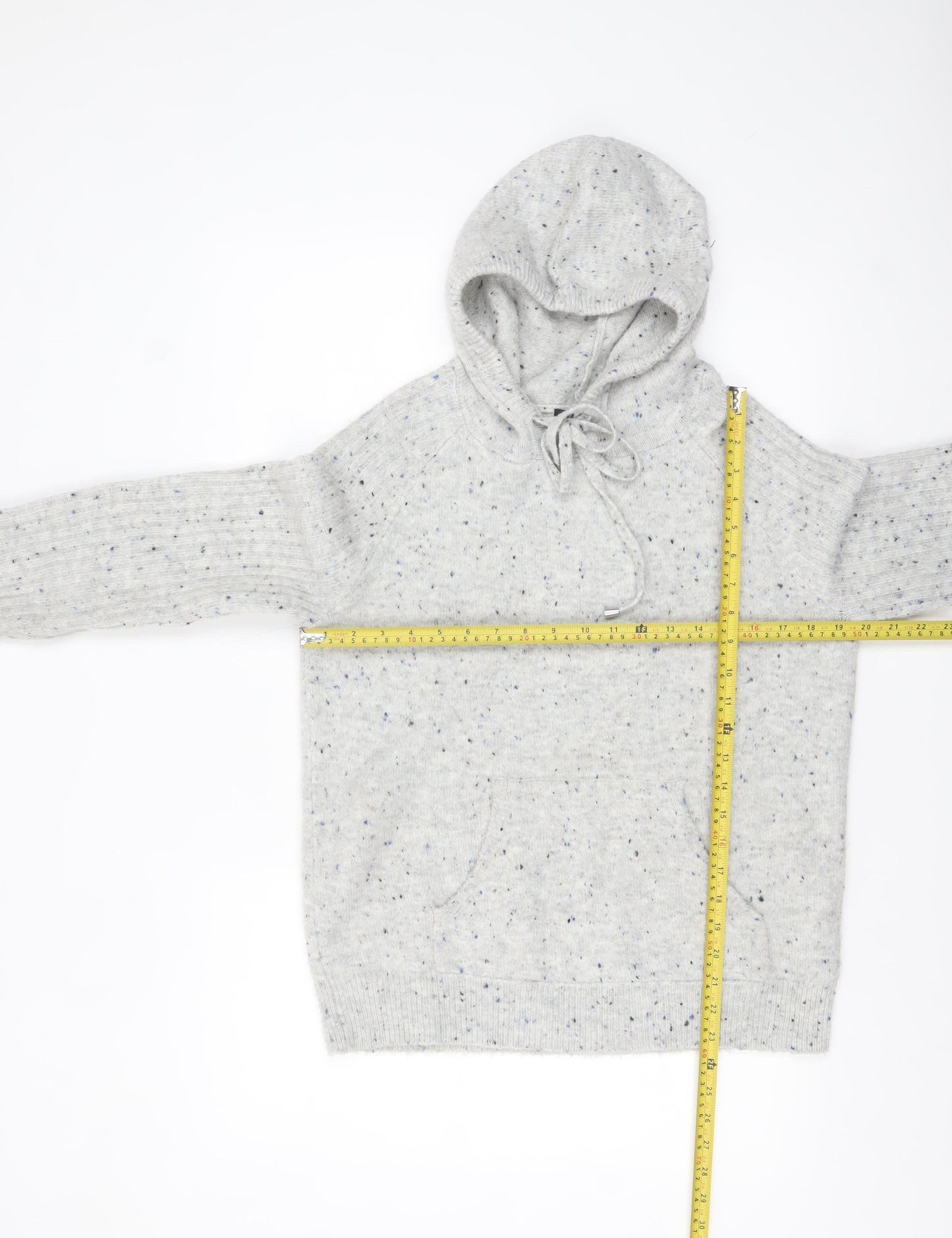 Marks and Spencer Women's Grey Hooded Knit Jumper Small