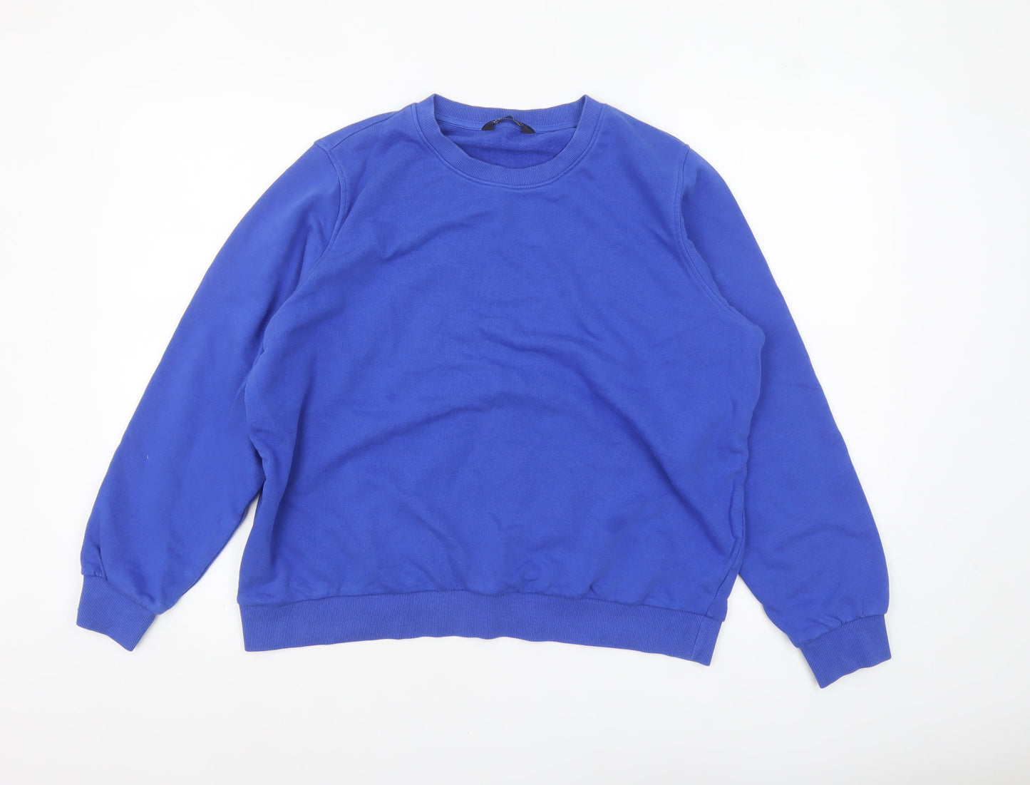 Marks and Spencer Women Blue Size 18 Cotton Blend Crew Neck Sweatshirt