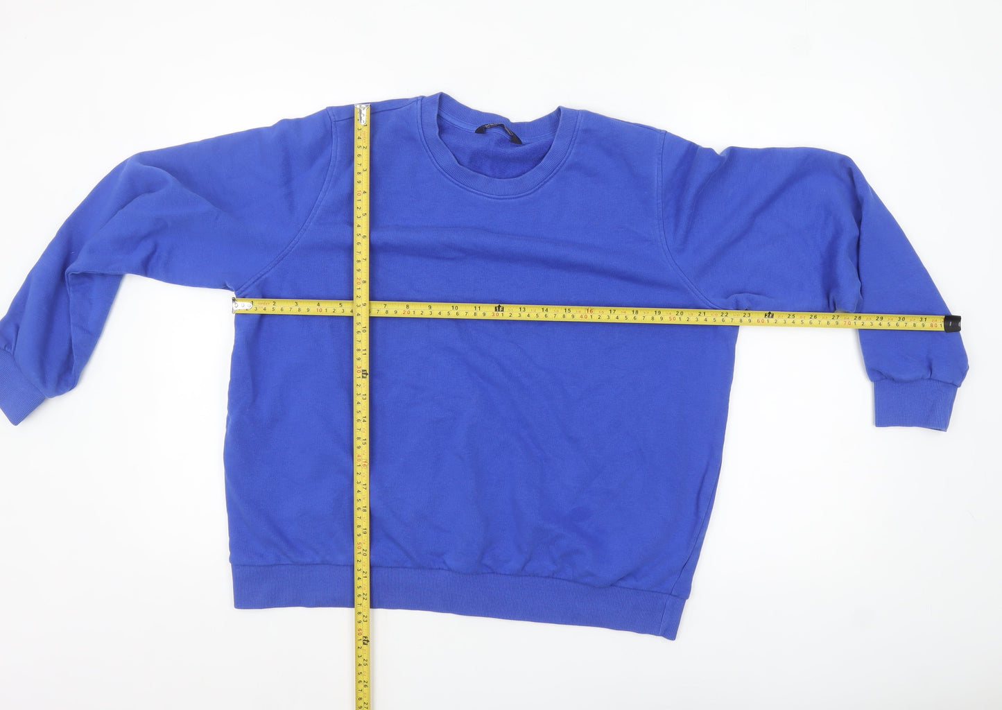 Marks and Spencer Women Blue Size 18 Cotton Blend Crew Neck Sweatshirt