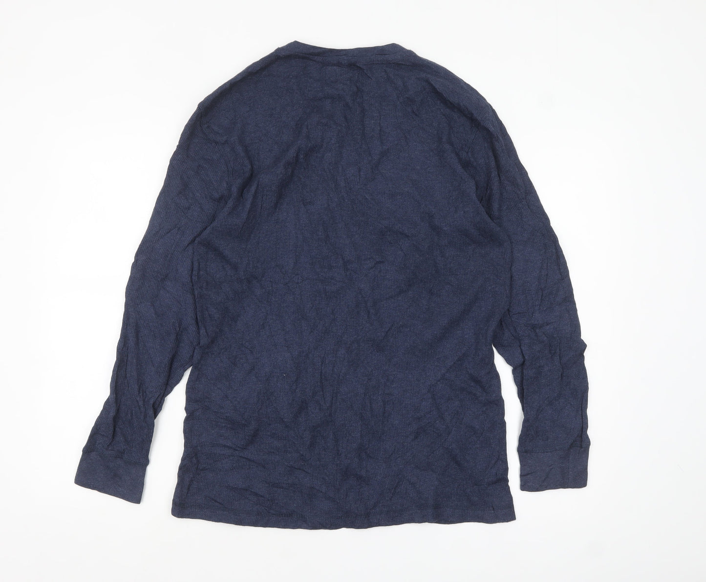 Wrangler Men's Blue Long Sleeve Crew Neck Cotton Blend Top Size L