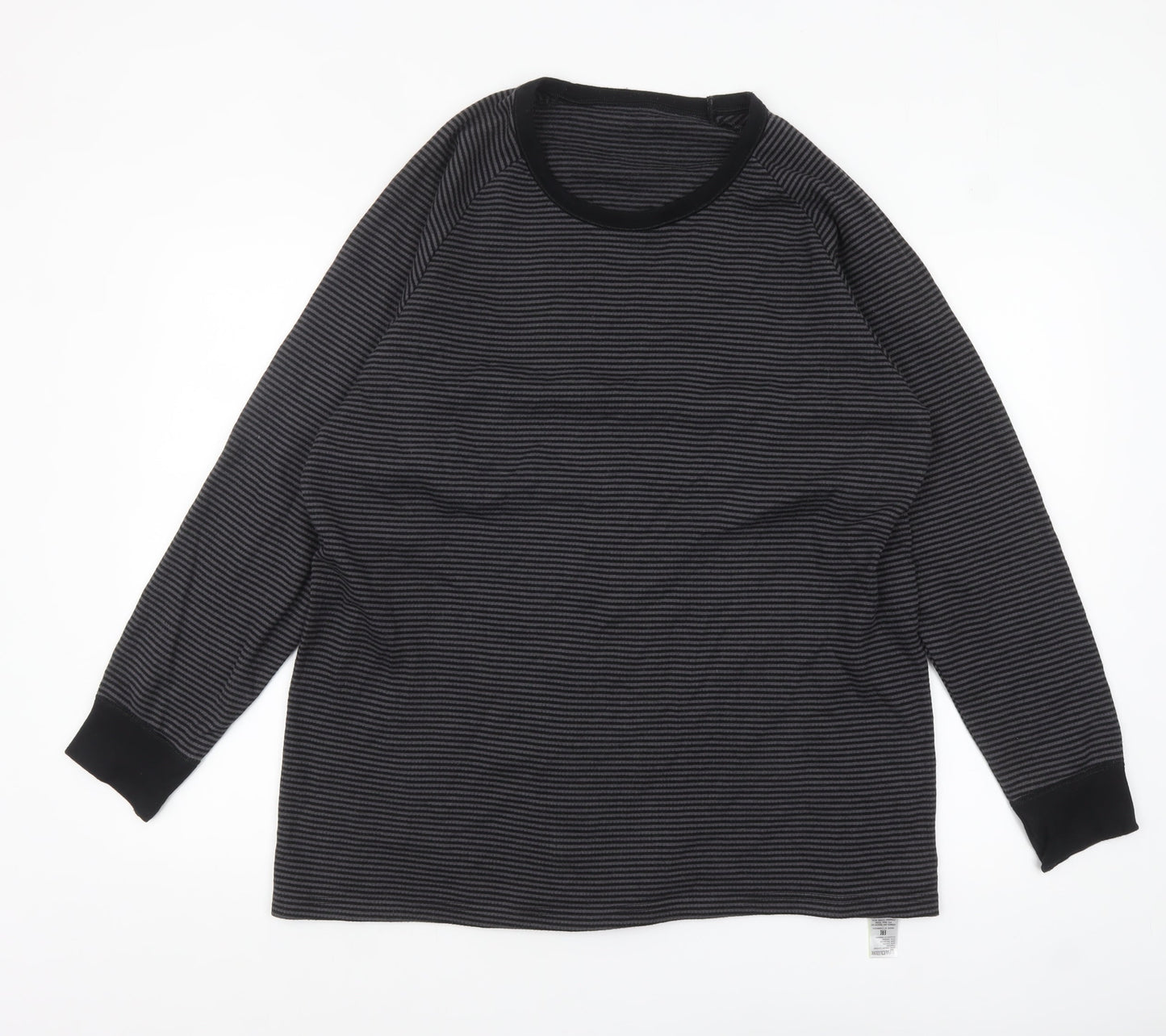 Marks and Spencer Men's Black Striped Long Sleeve Top XL Regular Fit