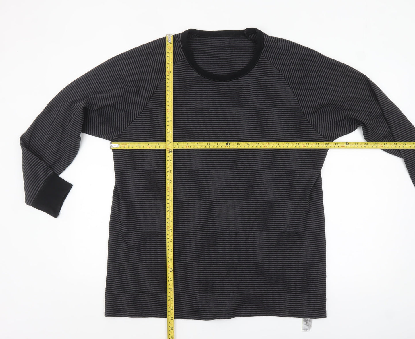Marks and Spencer Men's Black Striped Long Sleeve Top XL Regular Fit