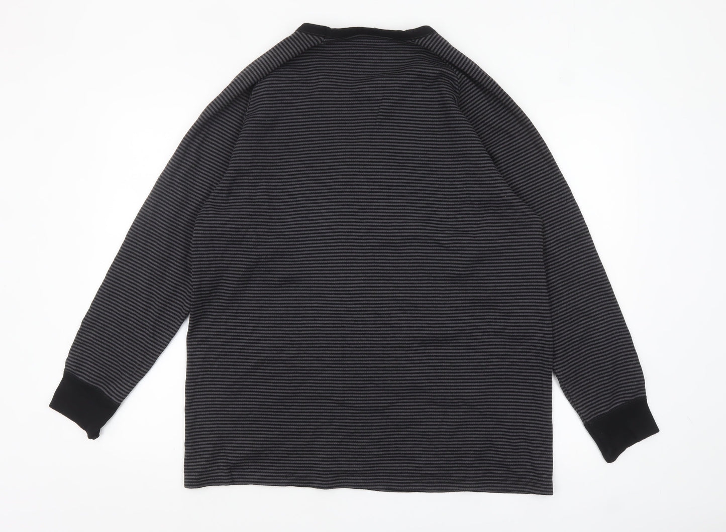 Marks and Spencer Men's Black Striped Long Sleeve Top XL Regular Fit