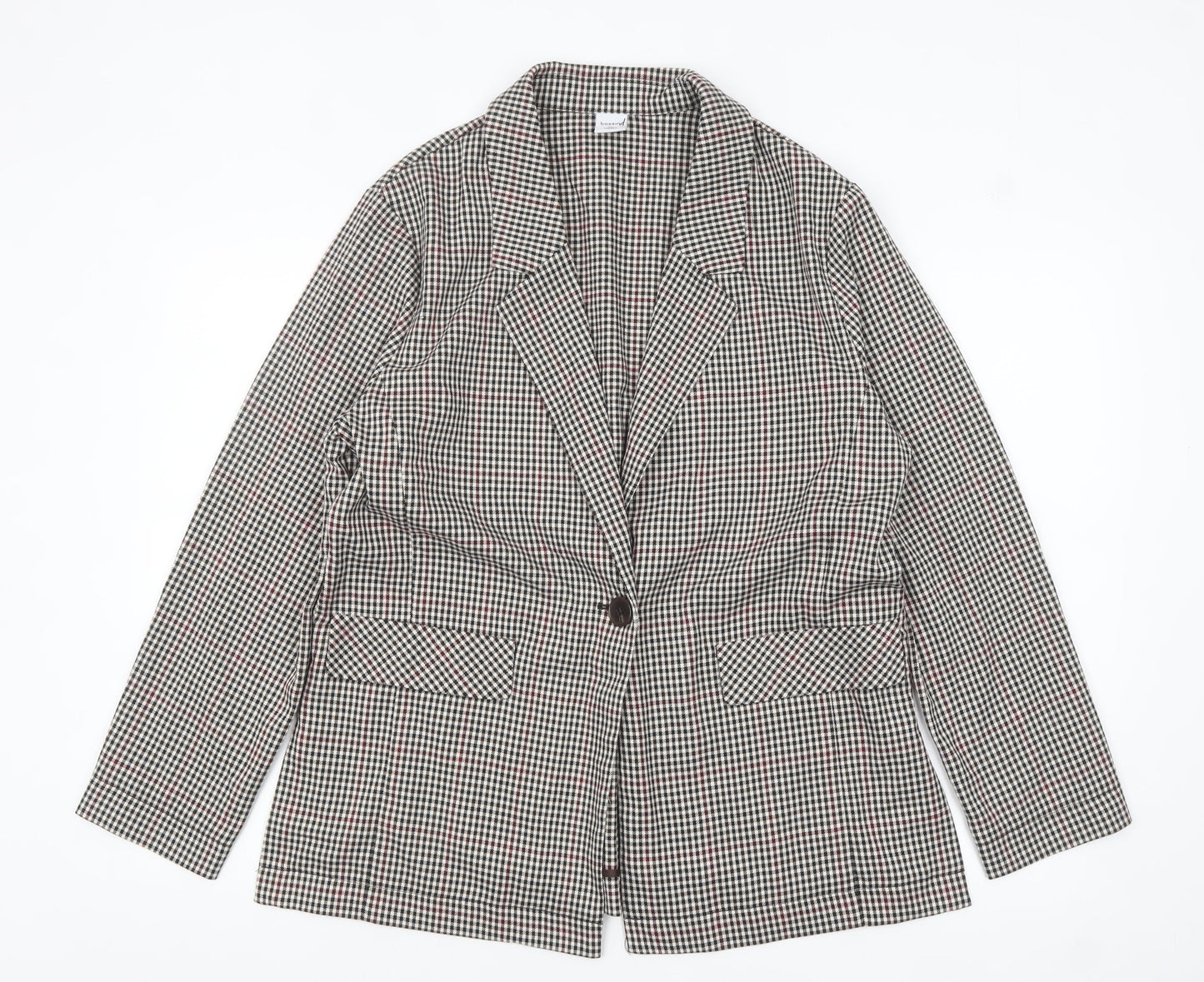 Bossini Women's Brown Check Blazer XL UK 16 Single-Breasted Jacket