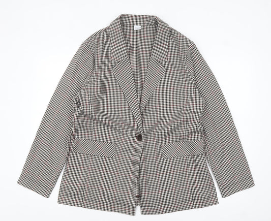 Bossini Women's Brown Check Blazer XL UK 16 Single-Breasted Jacket