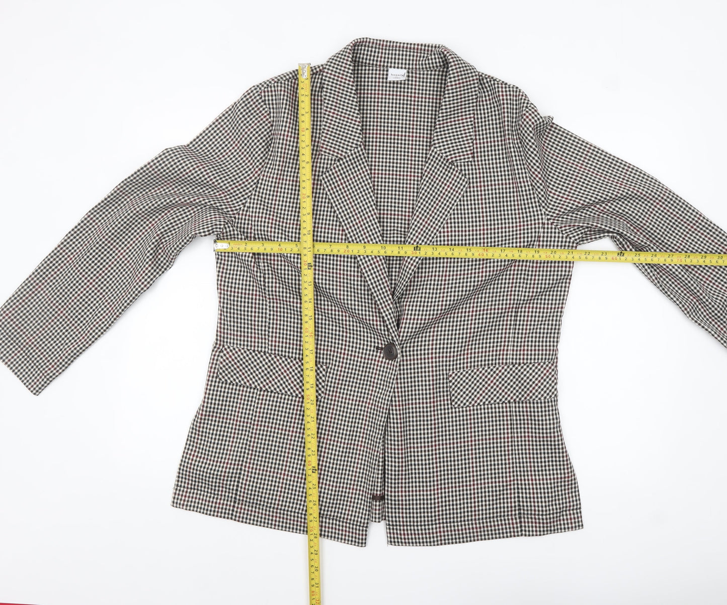 Bossini Women's Brown Check Blazer XL UK 16 Single-Breasted Jacket