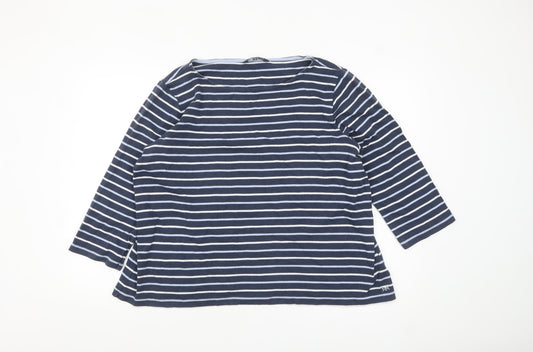 Crew Clothing Company Womens Blue Striped 3/4 Sleeve Cotton T-Shirt Size 18