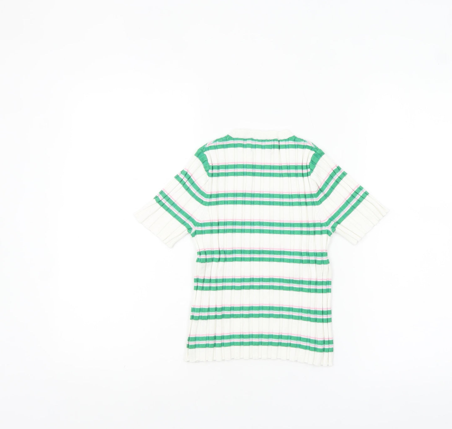 ASOS DESIGN Women’s White Green Striped Short Sleeve Knit T-Shirt Size 4