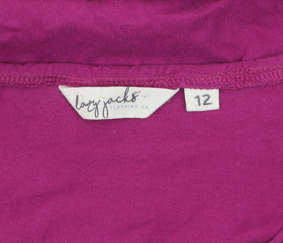 Lazy Jacks Women's Purple Long Sleeve Cotton Scoop Neck Top Size 12