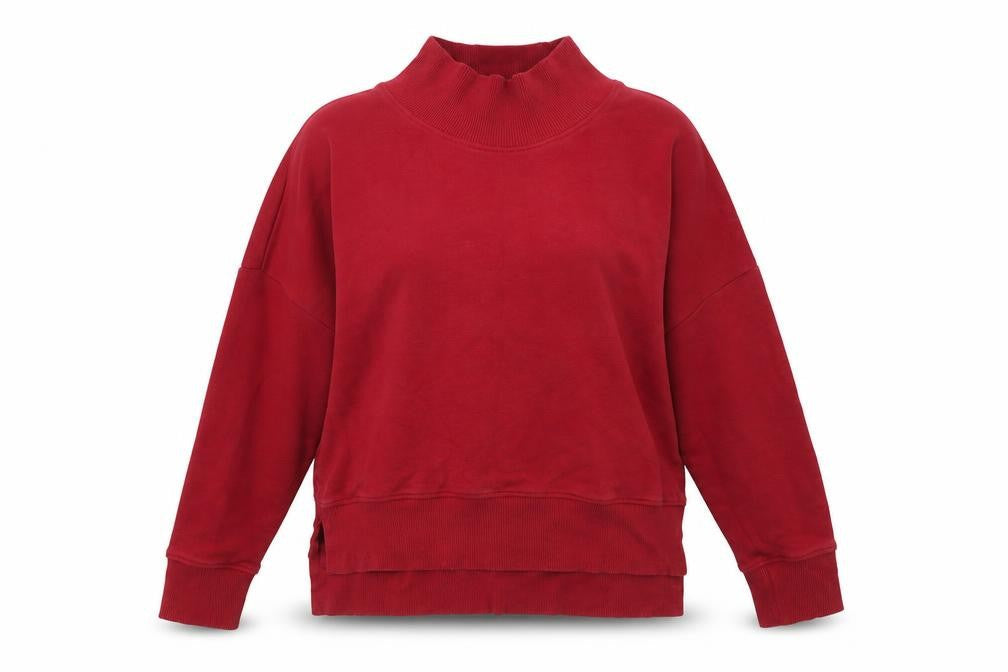 Next Women's Red Mock Neck Pullover Sweatshirt Size 14 Cotton Blend
