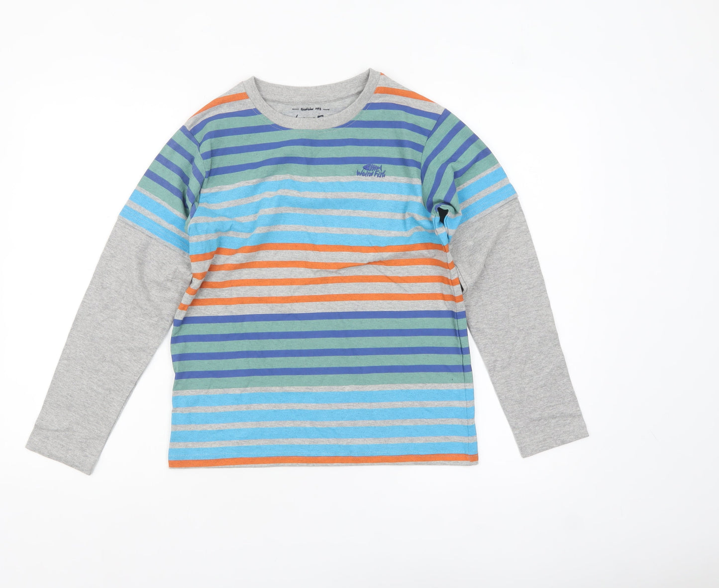 Weird Fish Boys Multicoloured Striped Long Sleeve Cotton T-Shirt 11-12 Years