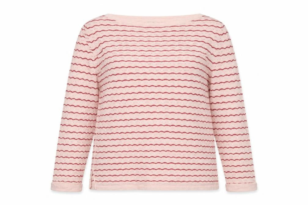 FatFace Women's Pink Striped Cotton Boat Neck Jumper Size 10
