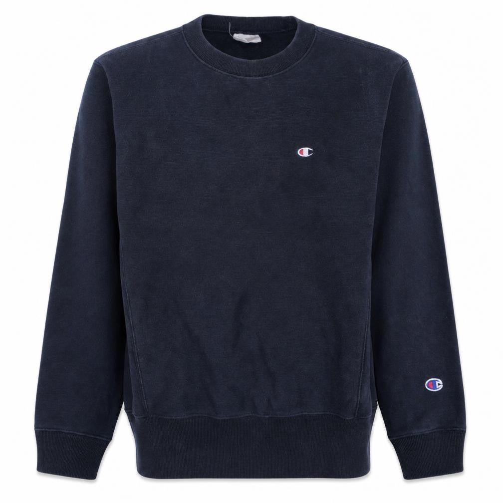Champion Men's Black Small Reverse Weave Crew Neck Sweatshirt