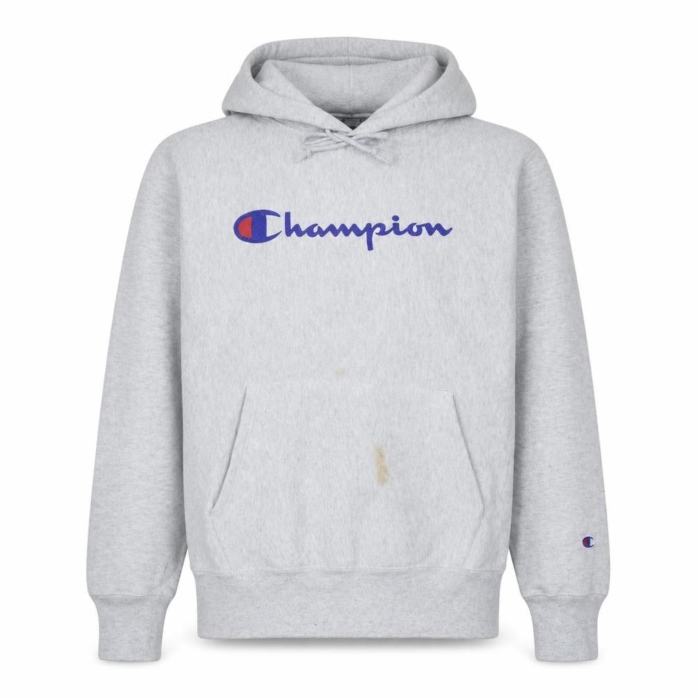 Champion Men's Grey Medium Pullover Hoodie Reverse Weave Logo Sweatshirt