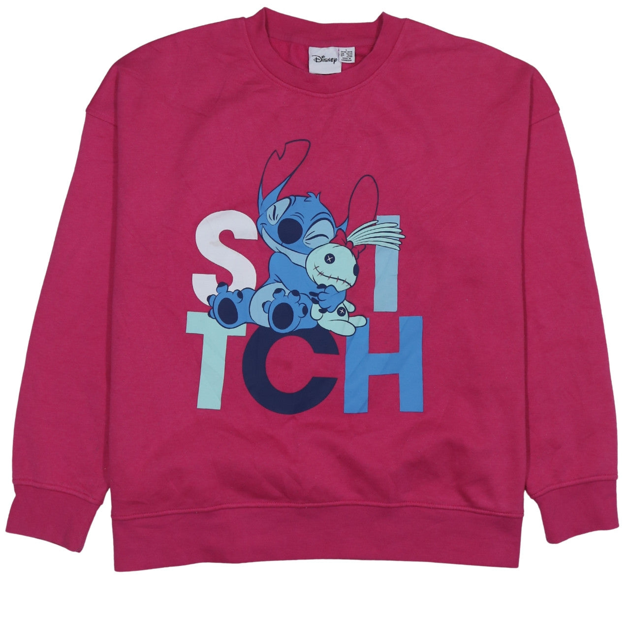 Disney Women’s Pink Stitch Pullover Sweatshirt Size L