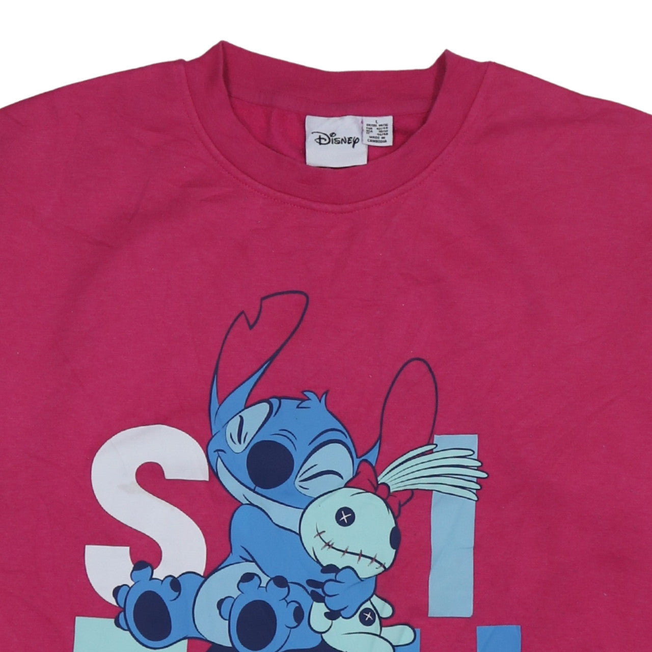 Disney Women’s Pink Stitch Pullover Sweatshirt Size L