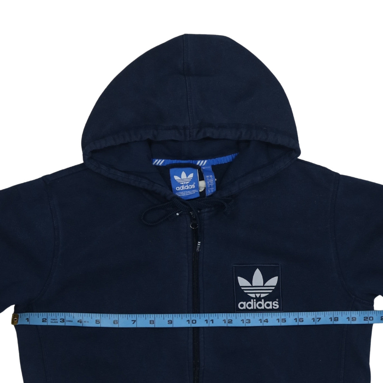 Adidas Men’s Blue Full Zip Hoodie Size S Fleece Logo Sweatshirt