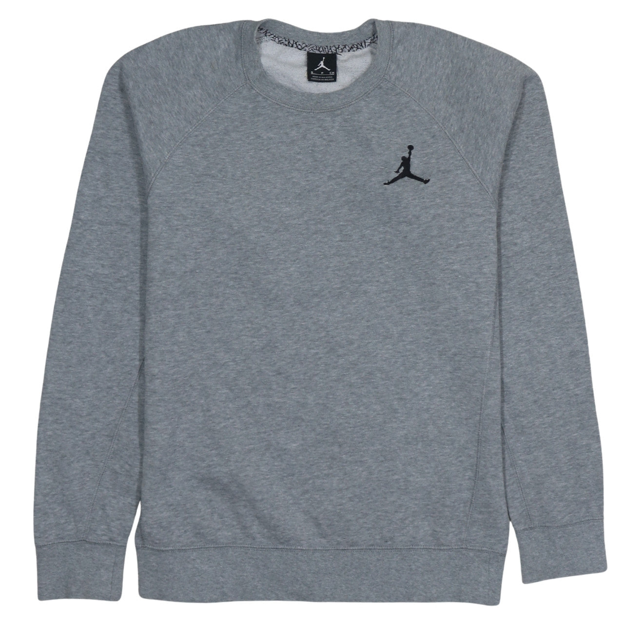 Jordan Men's Grey Crew Neck Sweatshirt Small Embroidered Logo Pullover
