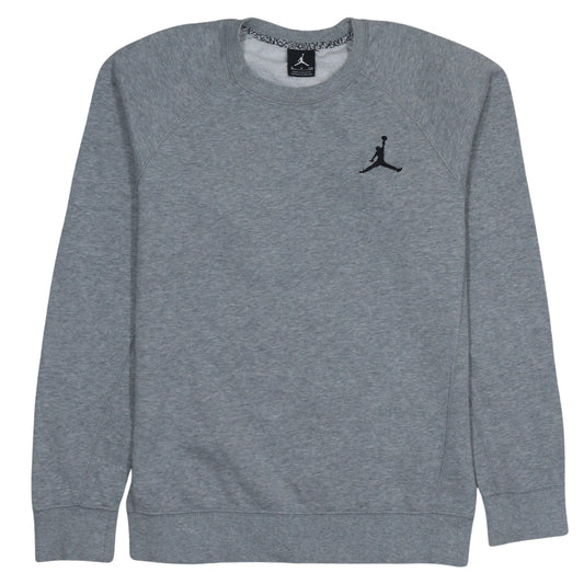 Jordan Men's Grey Crew Neck Sweatshirt Small Embroidered Logo Pullover