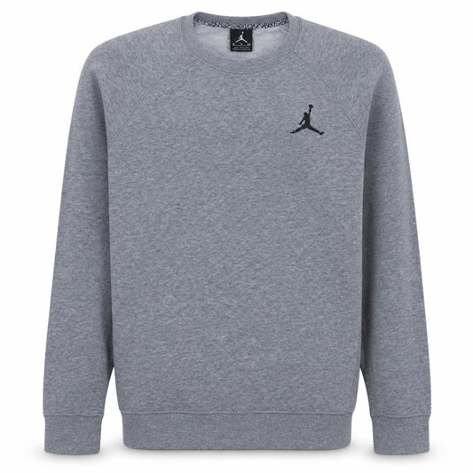 Front view of Jordan Men's Grey Crew Neck Sweatshirt Small Embroidered Logo Pullover