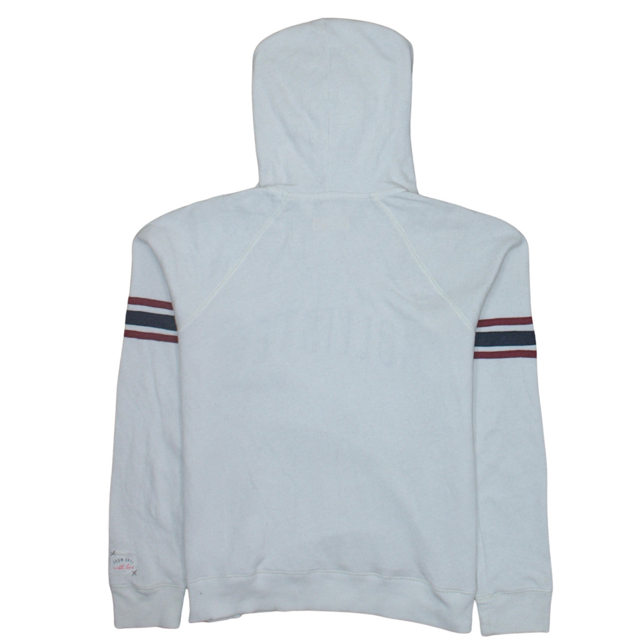 Hollister Men White Pullover Hoodie L Embroidered Logo Fleece