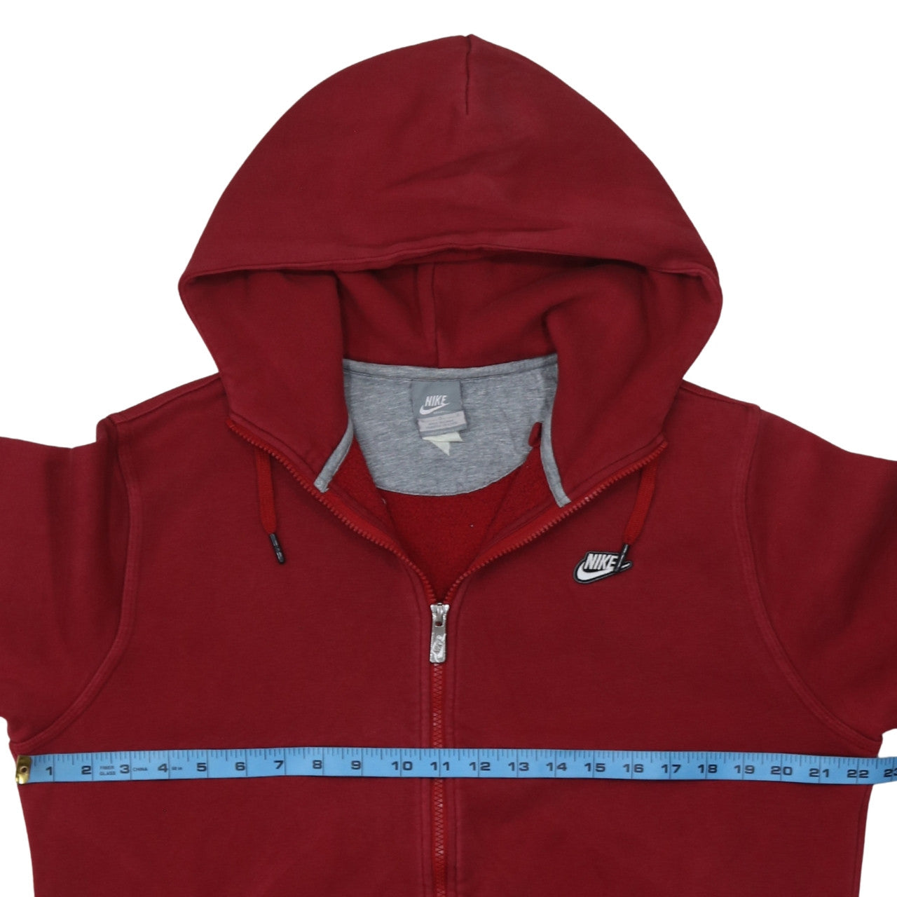 Nike Men's Red Full Zip Hoodie Sweatshirt Size M Cotton Blend