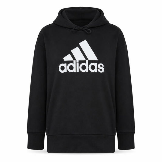 Adidas Women Black Small Pullover Hoodie with Logo Print