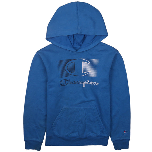 Champion Boys Blue Pullover Hoodie Size 14-16 Cotton Blend Logo Sweatshirt