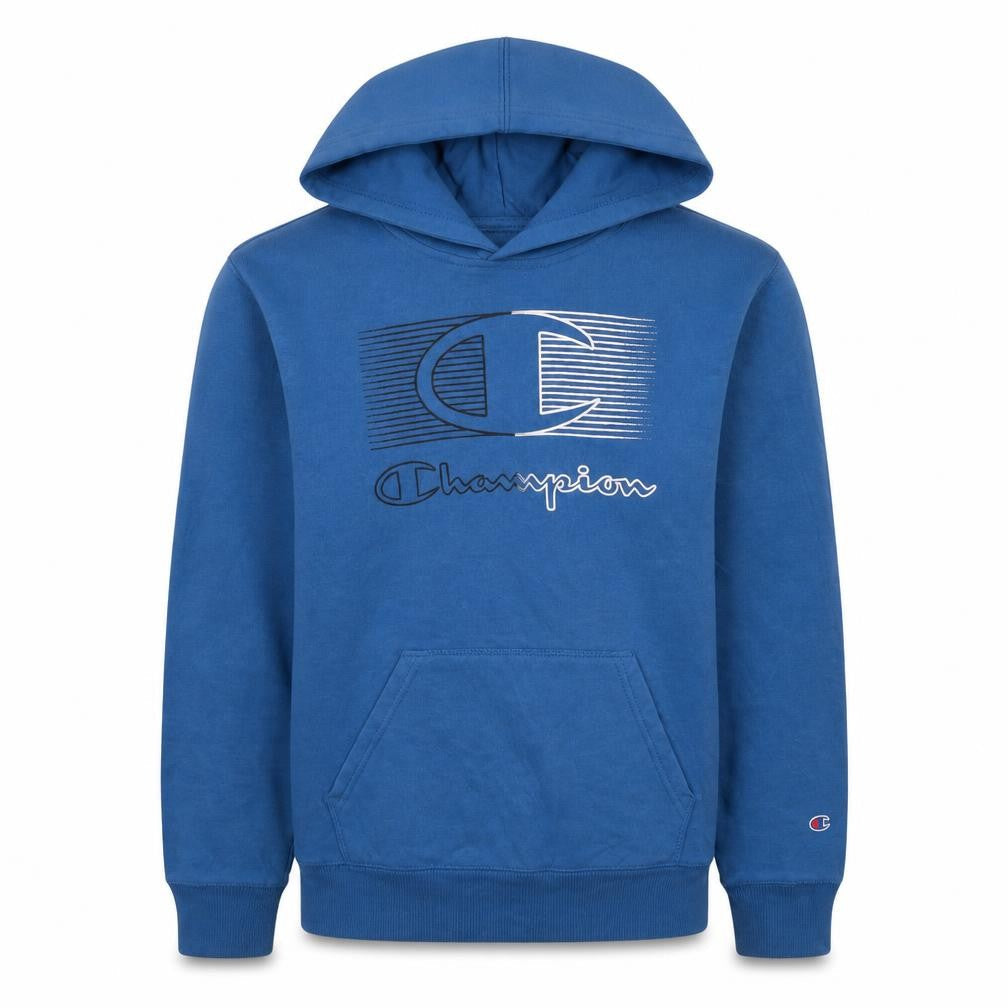 Champion Boys Blue Pullover Hoodie Size 14-16 Cotton Blend Logo Sweatshirt