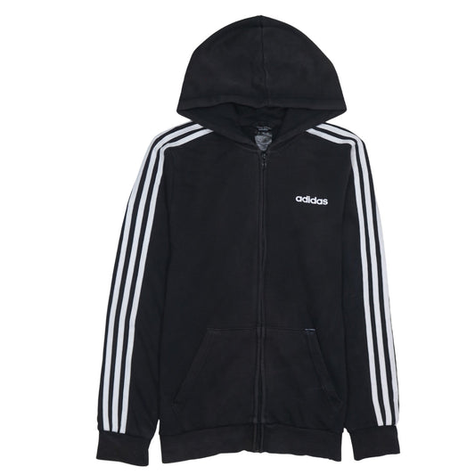 Adidas Men's Black Full Zip Hoodie Small Logo Hooded Sweatshirt