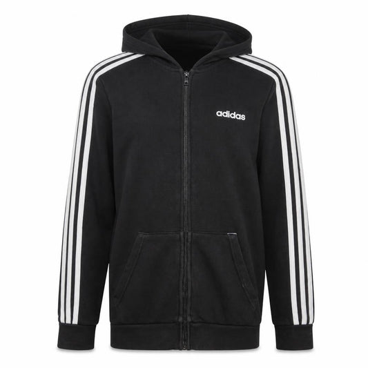 Adidas Men's Black Full Zip Hoodie Small Logo Hooded Sweatshirt