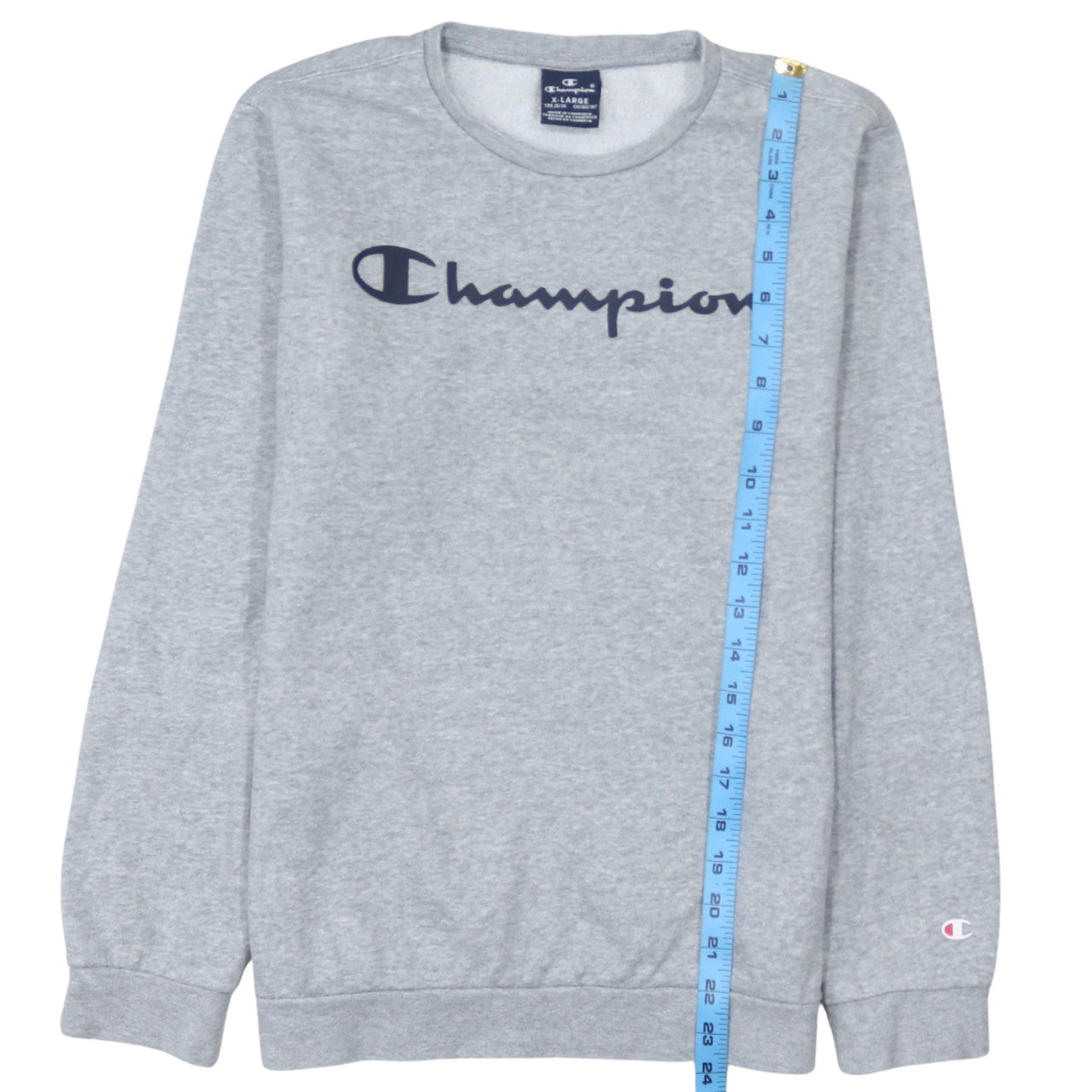 Champion Boys Grey Pullover Sweatshirt XL 13-14 Years Logo Crew Neck Fleece