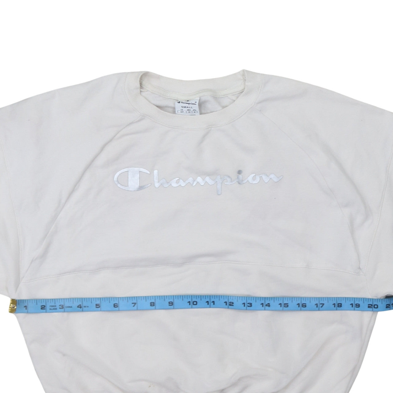 Champion Women's White Small Pullover Sweatshirt Cotton Logo Crew Neck