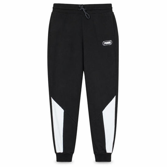 Front view of Puma Men’s Black Jogger Trousers, size M, Casual Sportswear