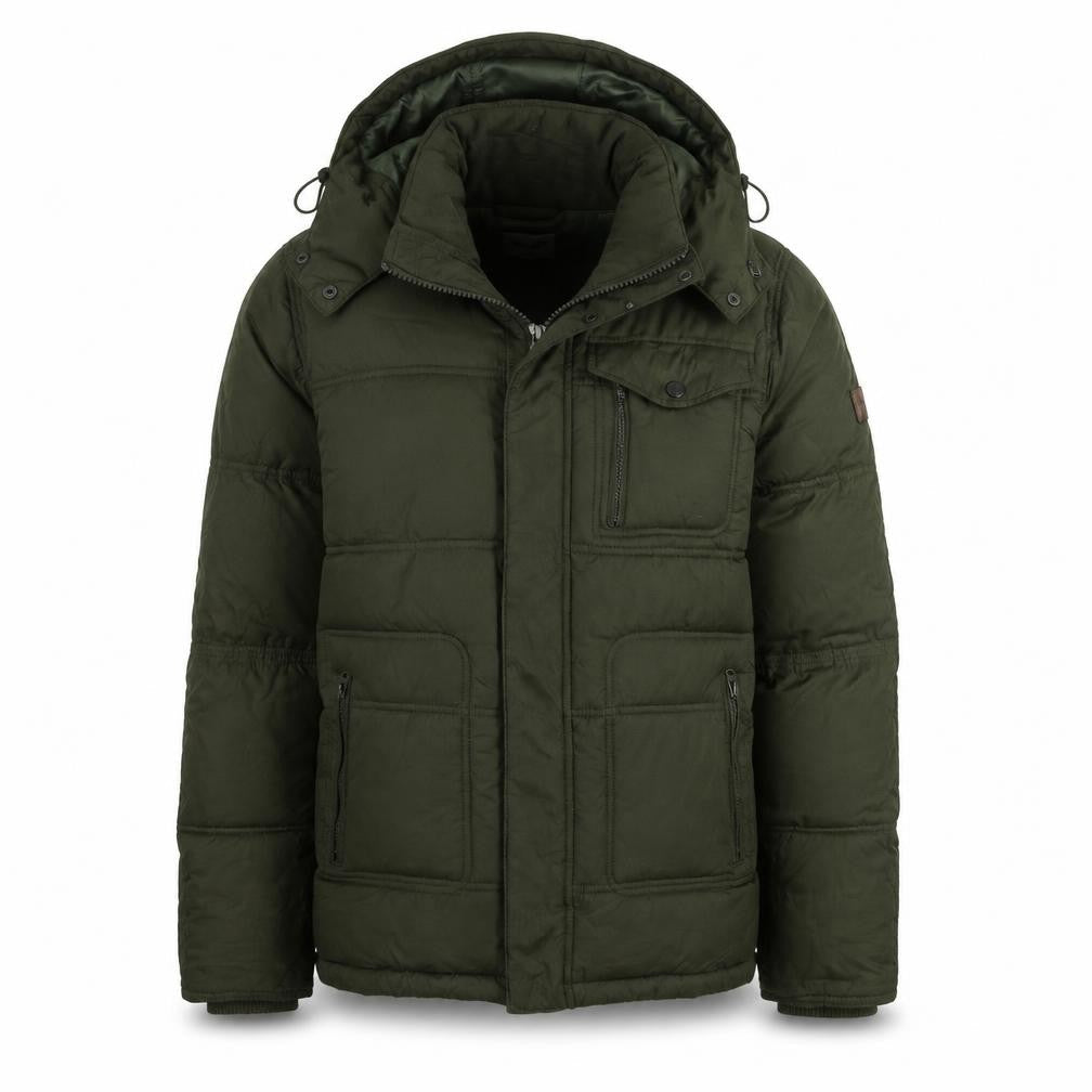 Wrangler Men's Green Puffer Jacket M Hooded Winter Coat