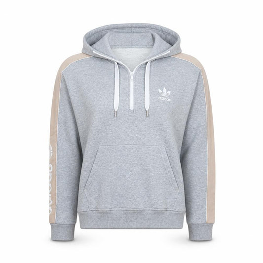 Adidas Womens Grey Beige 1/2 Zip Hooded Sweatshirt UK 12