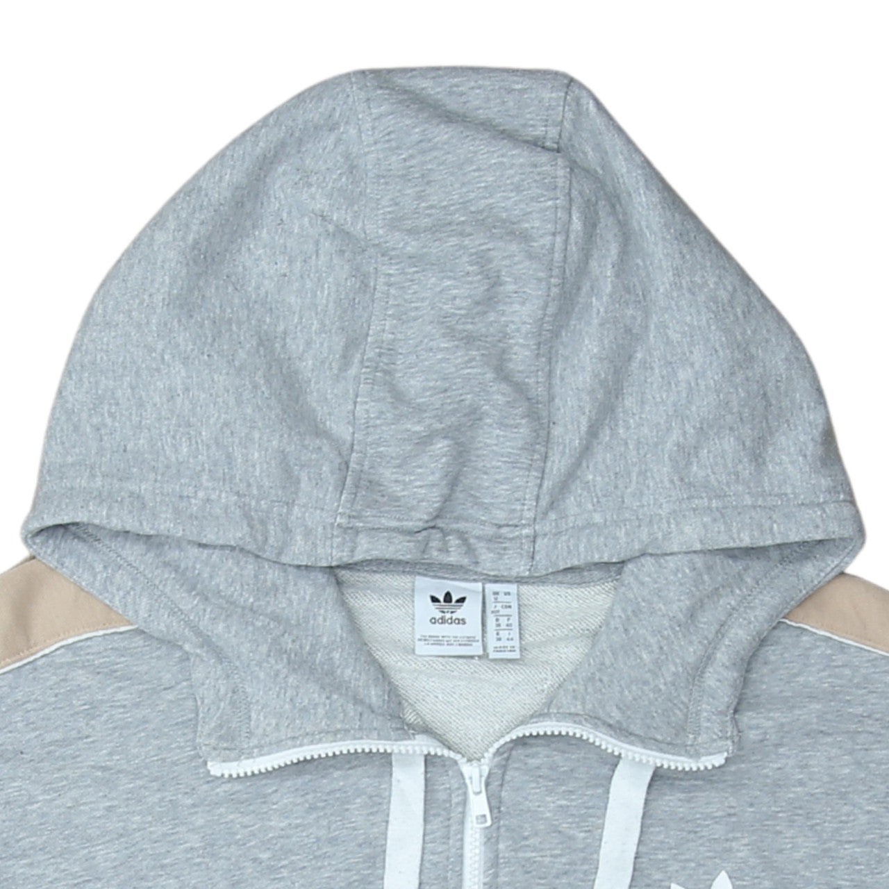Adidas Womens Grey Beige 1/2 Zip Hooded Sweatshirt UK 12