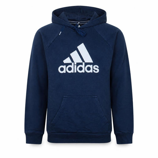 Adidas Men’s Blue Pullover Hoodie Small Logo Fleece Sweatshirt