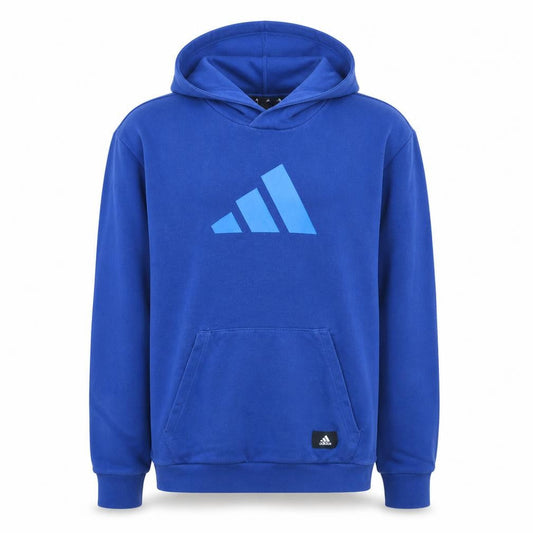 Adidas Men's Blue Pullover Hoodie L Logo Graphic Fleece