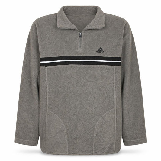 Adidas Men Brown Fleece 1/4 Zip Pullover Sweatshirt L Regular Fit