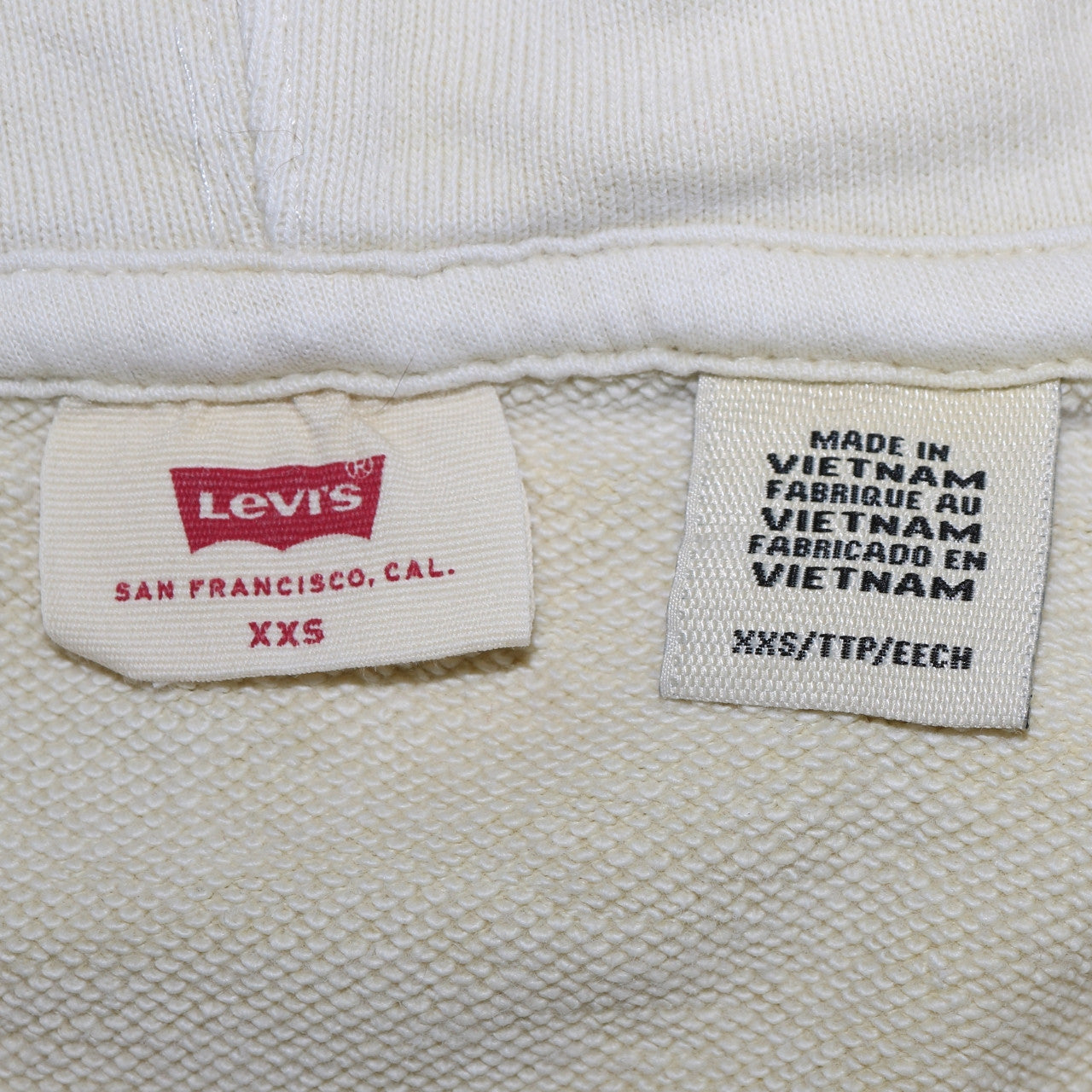 Levi's Men's Beige Pullover Hoodie XS Regular Fit Logo Fleece