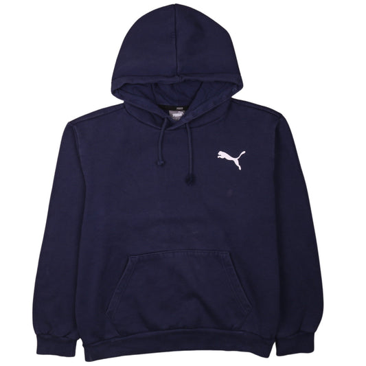 Puma Men's Blue Pullover Hoodie Medium Regular Fit Logo Sportswear