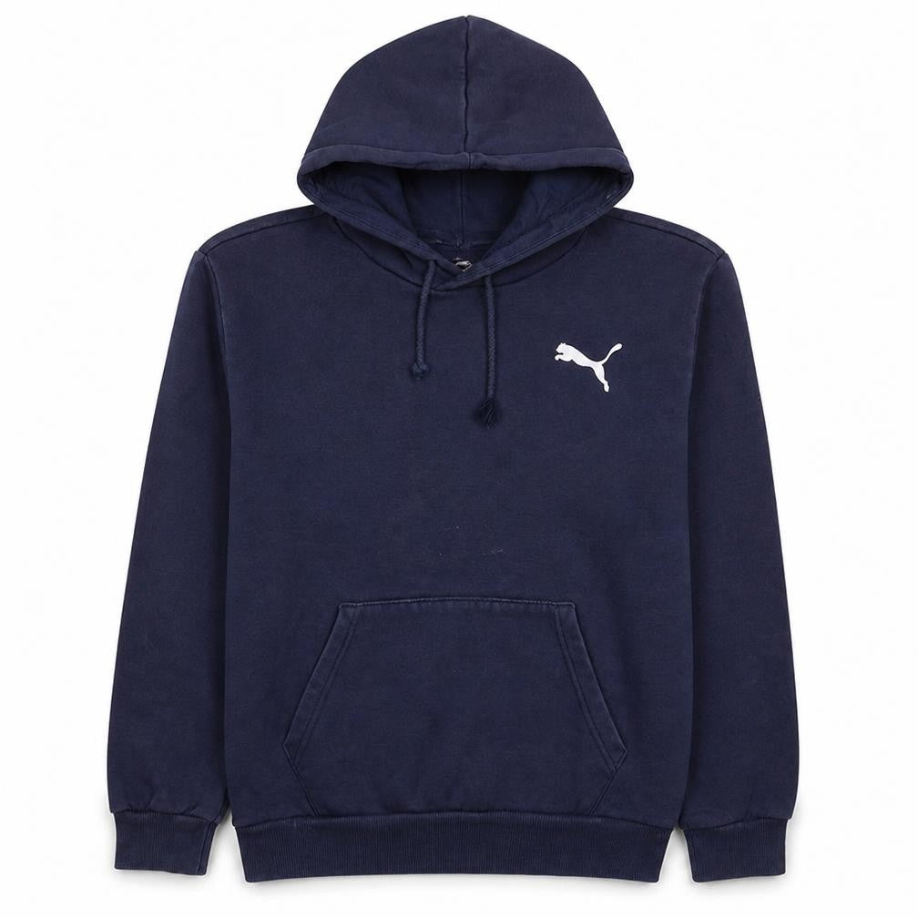 Puma Men's Blue Pullover Hoodie Medium Regular Fit Logo Sportswear