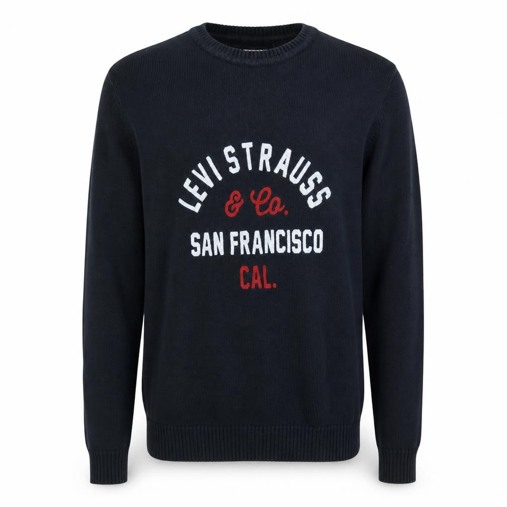 Levi's Men's Black Cotton Crew Neck Logo Pullover Jumper Size S