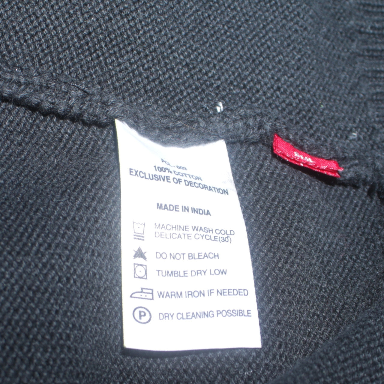 Levi's Men's Black Cotton Crew Neck Logo Pullover Jumper Size S
