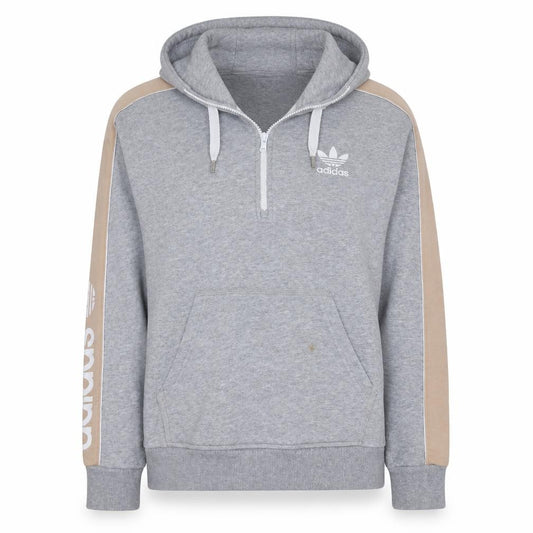 Adidas Womens Grey Beige 1/2 Zip Hoodie Size 12 Relaxed Fit